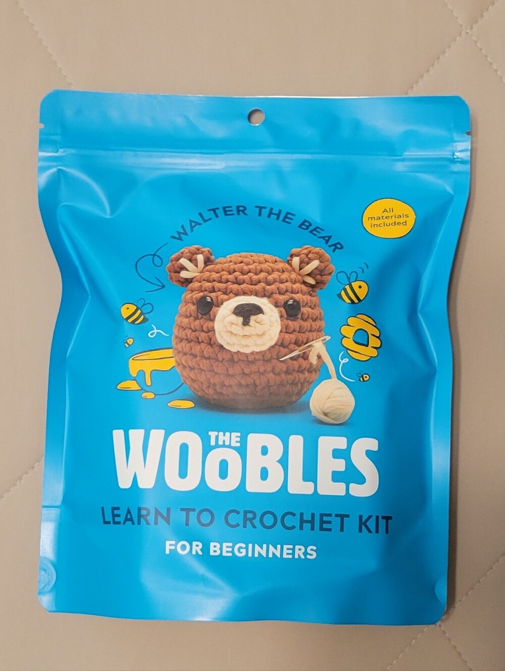 Woobles Walter the Bear Learn to Crochet Kit - Blue